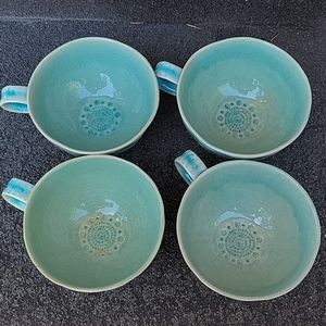 Anthropologie Old Havana tea cups mugs, set of 4